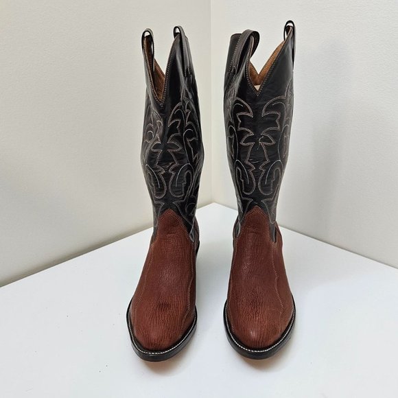 29. Cowboy (girl) boots. Brown shark leather. Size 10.5 D - Picture 3 of 11